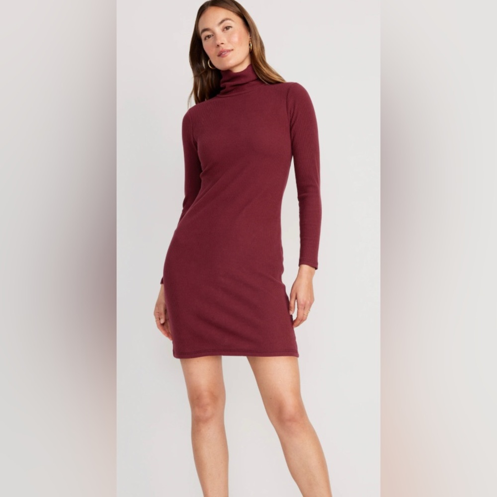 NWT Old Navy Fitted Mock-Neck Rib-Knit Mini Dress for Women